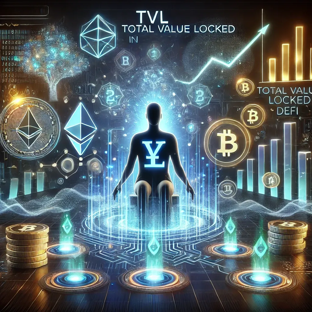 Seated person understanding the TVL, with a technological and futuristic style. 